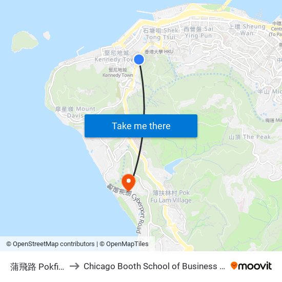 蒲飛路 Pokfield Road to Chicago Booth School of Business Hong Kong campus map