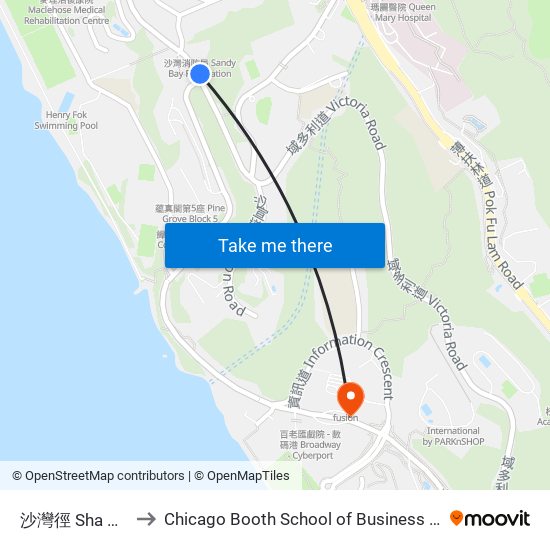 沙灣徑 Sha Wan Drive to Chicago Booth School of Business Hong Kong campus map