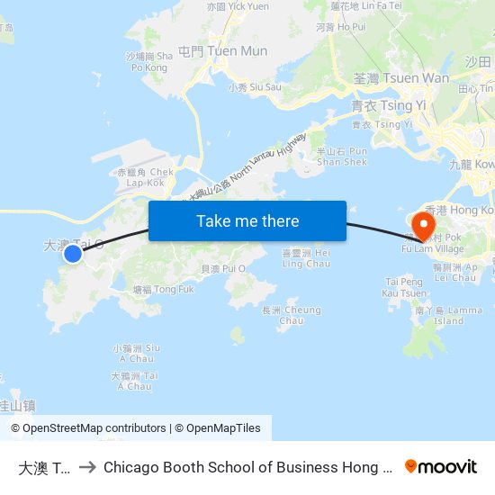 大澳 Tai O to Chicago Booth School of Business Hong Kong campus map