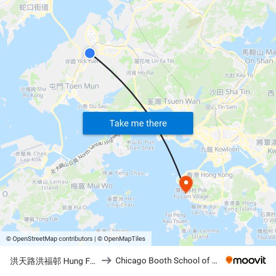 洪天路洪福邨 Hung Fuk Estate Hung Tin Road to Chicago Booth School of Business Hong Kong campus map