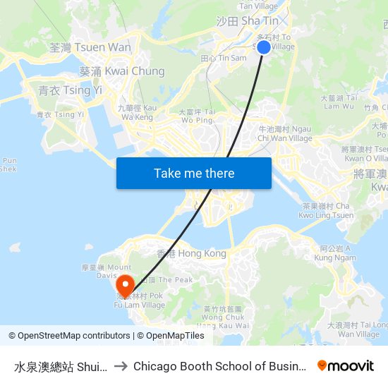 水泉澳總站 Shui Chuen O B/T to Chicago Booth School of Business Hong Kong campus map