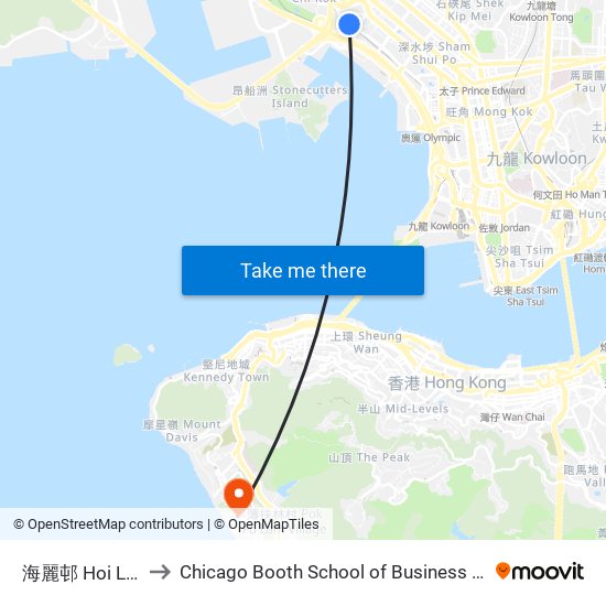 海麗邨 Hoi Lai Estate to Chicago Booth School of Business Hong Kong campus map