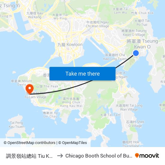 調景嶺站總站 Tiu Keng Leng Station B/T to Chicago Booth School of Business Hong Kong campus map