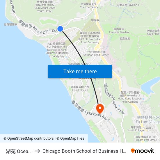 湖苑 Ocean View to Chicago Booth School of Business Hong Kong campus map