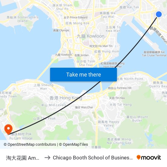 淘大花園 Amoy Gardens to Chicago Booth School of Business Hong Kong campus map