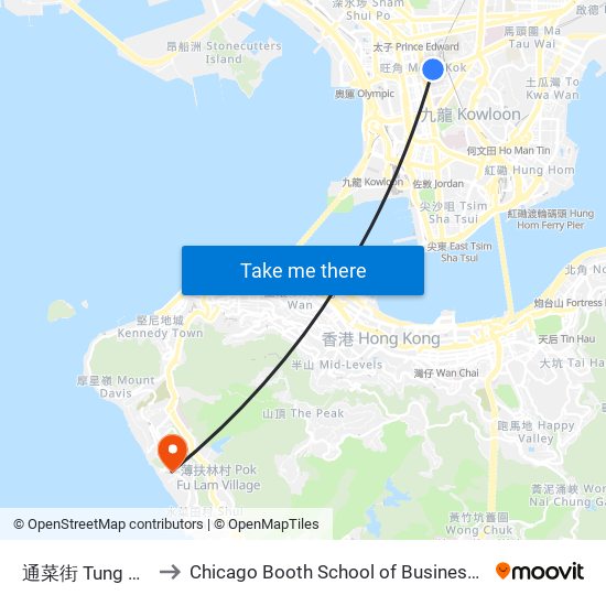 通菜街 Tung Choi Street to Chicago Booth School of Business Hong Kong campus map