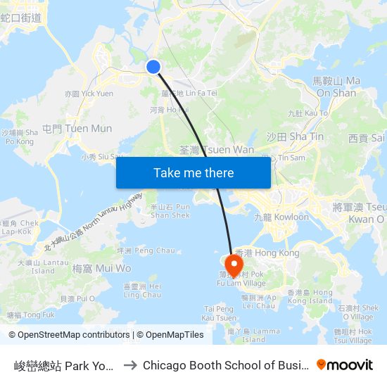 峻巒總站 Park Yoho Bus Terminus to Chicago Booth School of Business Hong Kong campus map