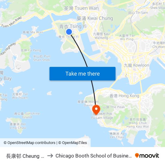 長康邨 Cheung Hong Estate to Chicago Booth School of Business Hong Kong campus map