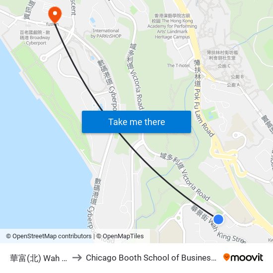 華富(北) Wah Fu (North) to Chicago Booth School of Business Hong Kong campus map