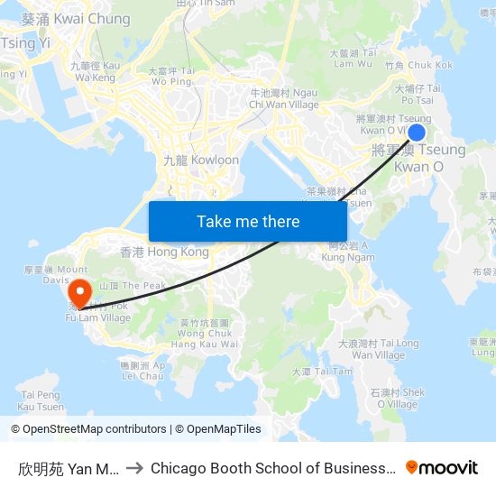 欣明苑 Yan Ming Court to Chicago Booth School of Business Hong Kong campus map