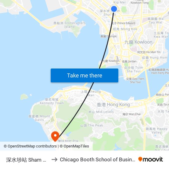 深水埗站 Sham Shui Po Station to Chicago Booth School of Business Hong Kong campus map