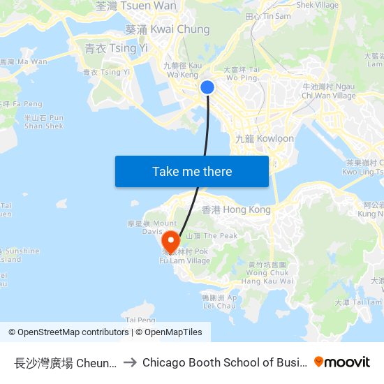 長沙灣廣場 Cheung Sha Wan Plaza to Chicago Booth School of Business Hong Kong campus map