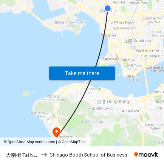 大南街 Tai Nam Street to Chicago Booth School of Business Hong Kong campus map