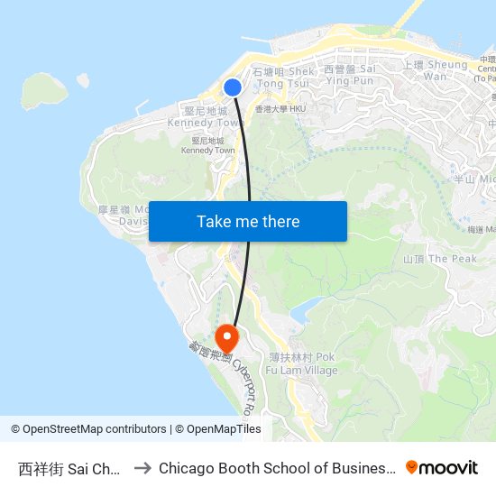 西祥街 Sai Cheung Street to Chicago Booth School of Business Hong Kong campus map