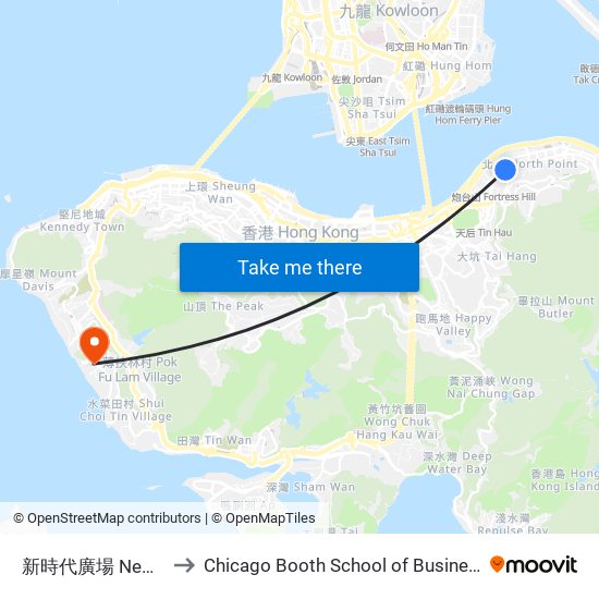 新時代廣場 New Trend Plaza to Chicago Booth School of Business Hong Kong campus map