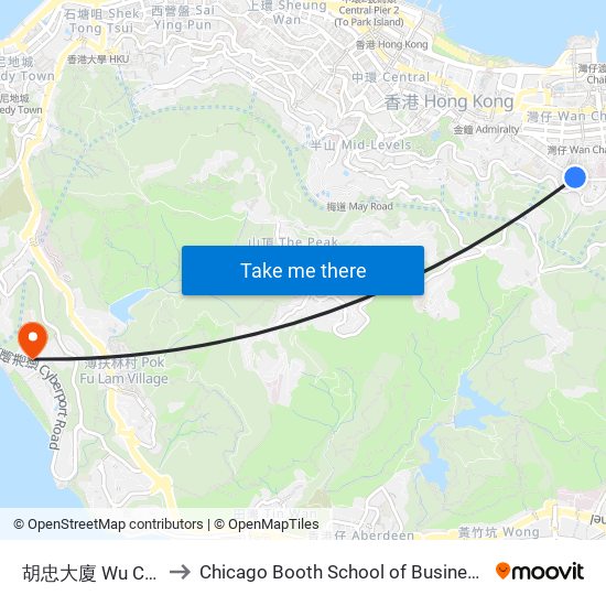 胡忠大廈 Wu Chung House to Chicago Booth School of Business Hong Kong campus map