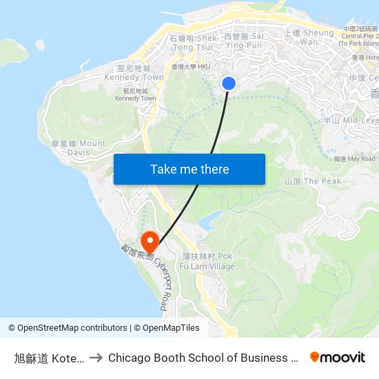 旭龢道 Kotewall Rd. to Chicago Booth School of Business Hong Kong campus map