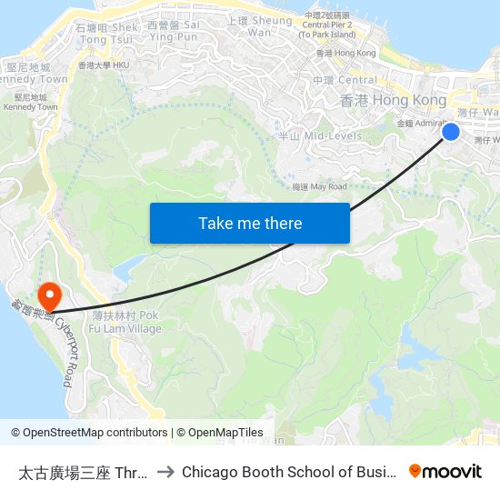 太古廣場三座 Three Pacific Place to Chicago Booth School of Business Hong Kong campus map