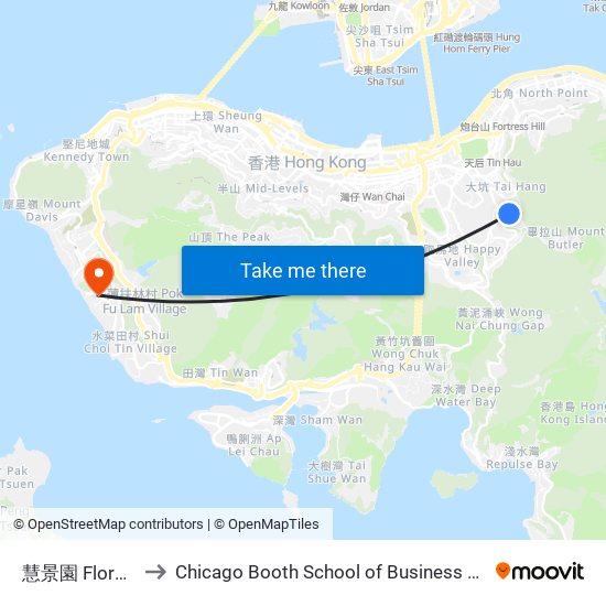 慧景園 Flora Garden to Chicago Booth School of Business Hong Kong campus map