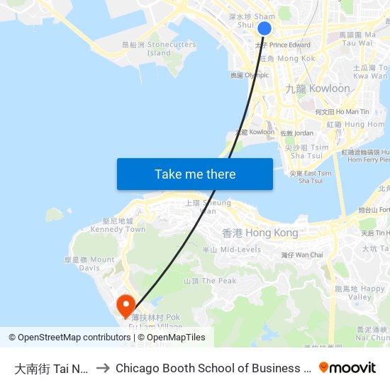 大南街 Tai Nan Street to Chicago Booth School of Business Hong Kong campus map
