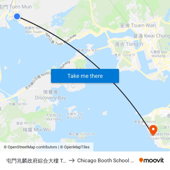屯門兆麟政府綜合大樓 Tuen Mun Siu Lun Govt. Complex to Chicago Booth School of Business Hong Kong campus map