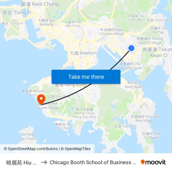 曉麗苑 Hiu Lai Court to Chicago Booth School of Business Hong Kong campus map