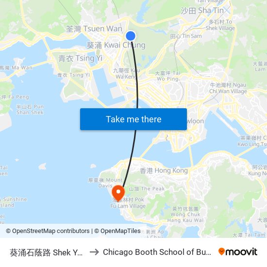 葵涌石蔭路 Shek Yam Rd. Kwai Chung to Chicago Booth School of Business Hong Kong campus map