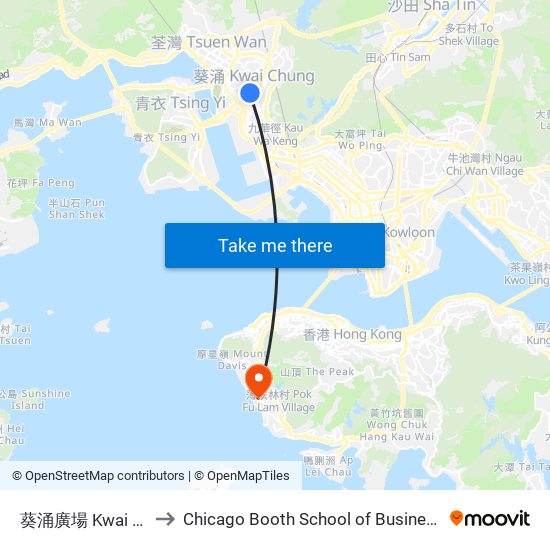 葵涌廣場 Kwai Chung Plaza to Chicago Booth School of Business Hong Kong campus map