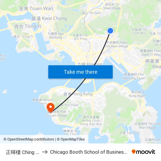 正暉樓 Ching Fai House to Chicago Booth School of Business Hong Kong campus map