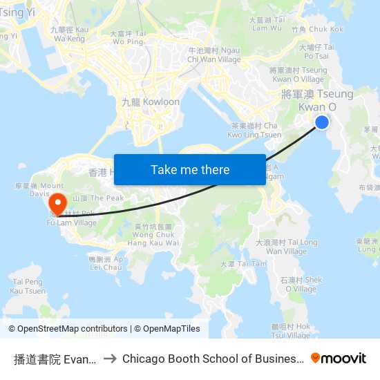 播道書院 Evangel College to Chicago Booth School of Business Hong Kong campus map