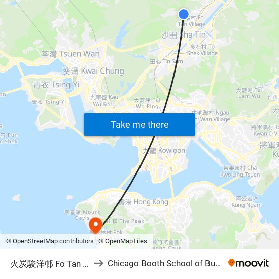 火炭駿洋邨 Fo Tan Chun Yeung Estate to Chicago Booth School of Business Hong Kong campus map