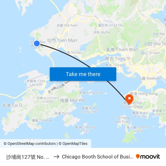 沙埔崗127號 No. 127 Sha Po Kong to Chicago Booth School of Business Hong Kong campus map