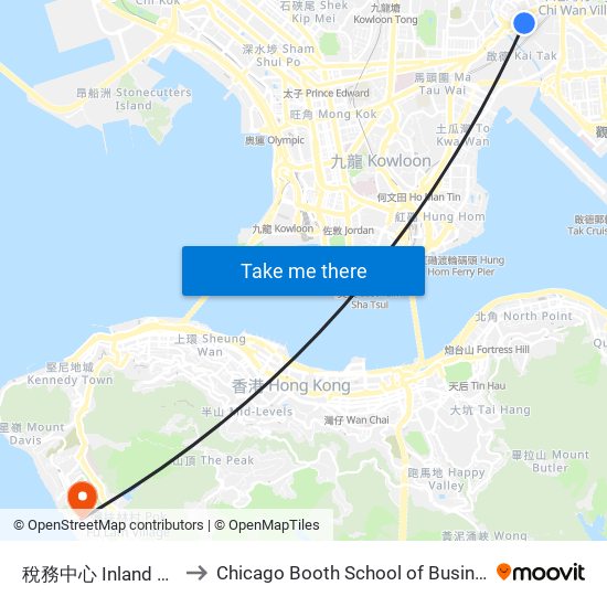 稅務中心 Inland Revenue Centre to Chicago Booth School of Business Hong Kong campus map