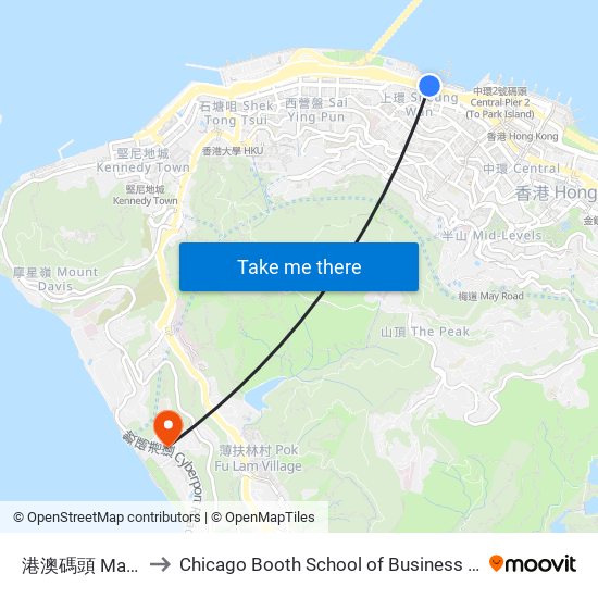 港澳碼頭 Macau Ferry to Chicago Booth School of Business Hong Kong campus map