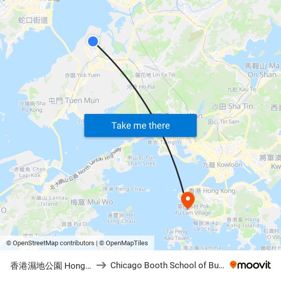 香港濕地公園 Hong Kong Wetland Park to Chicago Booth School of Business Hong Kong campus map