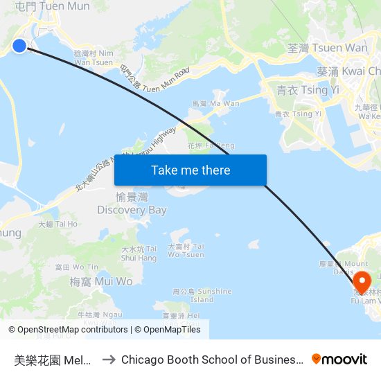 美樂花園 Melody Garden to Chicago Booth School of Business Hong Kong campus map