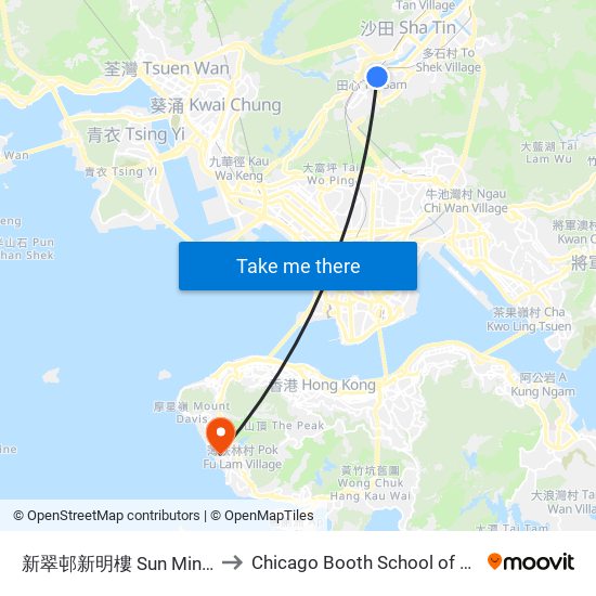 新翠邨新明樓 Sun Ming House Sun Chui Estate to Chicago Booth School of Business Hong Kong campus map
