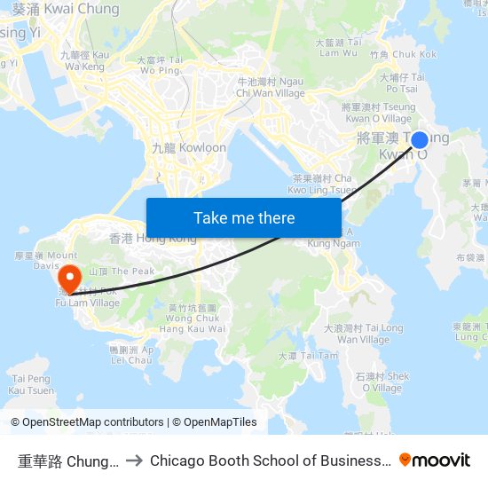 重華路 Chung Wa Road to Chicago Booth School of Business Hong Kong campus map