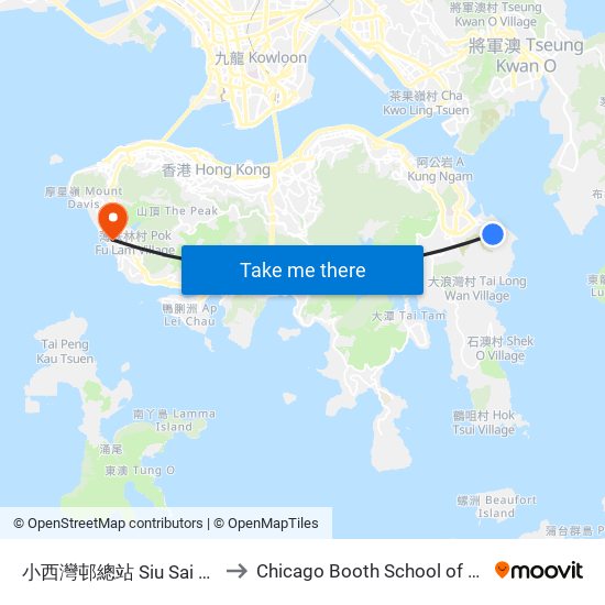 小西灣邨總站 Siu Sai Wan Estate Bus Terminus to Chicago Booth School of Business Hong Kong campus map