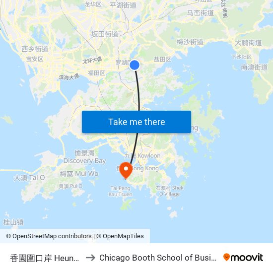 香園圍口岸 Heung Yuen Wai Port to Chicago Booth School of Business Hong Kong campus map