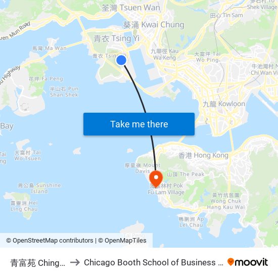 青富苑 Ching Fu Court to Chicago Booth School of Business Hong Kong campus map