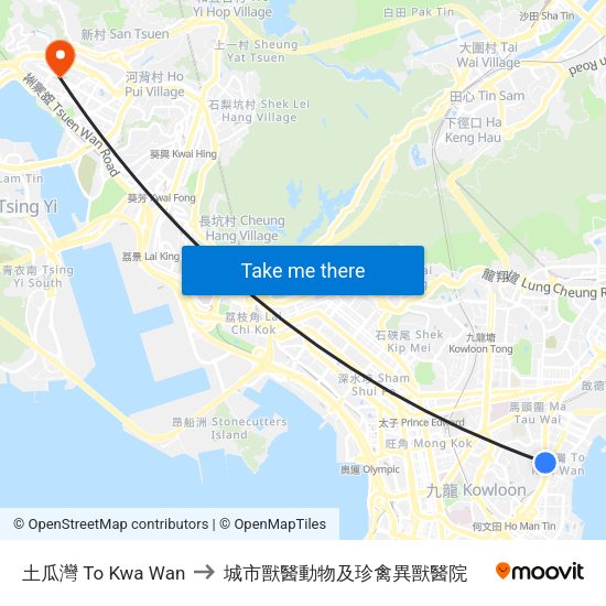 土瓜灣 To Kwa Wan to 城市獸醫動物及珍禽異獸醫院 map