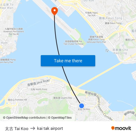 太古 Tai Koo to kai tak airport map