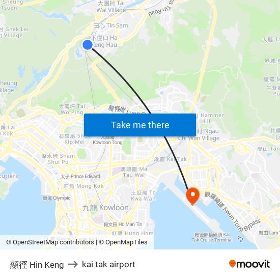 顯徑 Hin Keng to kai tak airport map
