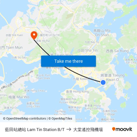 藍田站總站 Lam Tin Station B/T to 大棠遙控飛機場 map