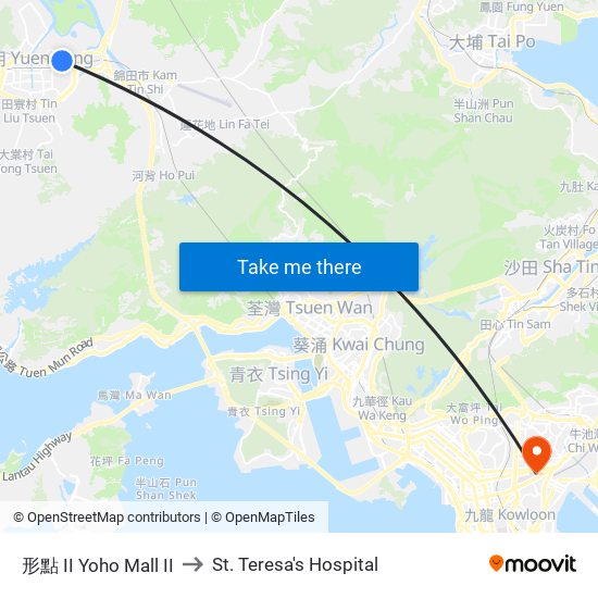 形點 II Yoho Mall II to St. Teresa's Hospital map