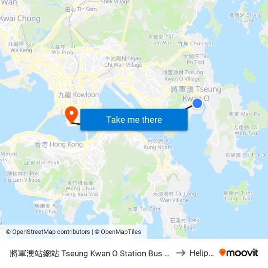 Tseung Kwan O Station Bus Terminus to Heliport map