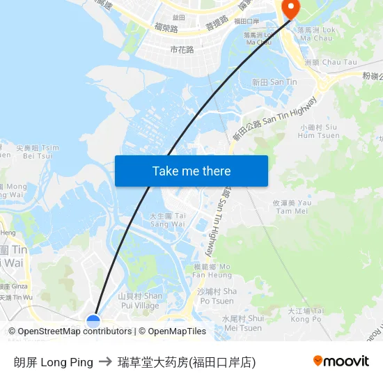 朗屏 Long Ping to 瑞草堂大药房(福田口岸店) map