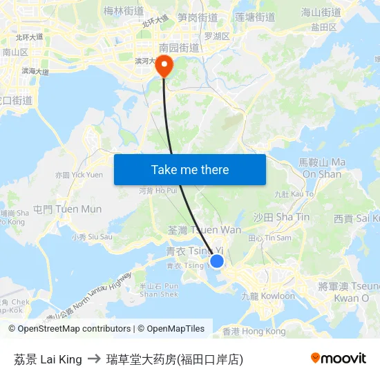 荔景 Lai King to 瑞草堂大药房(福田口岸店) map
