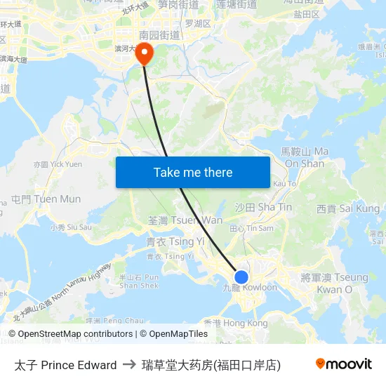 太子 Prince Edward to 瑞草堂大药房(福田口岸店) map